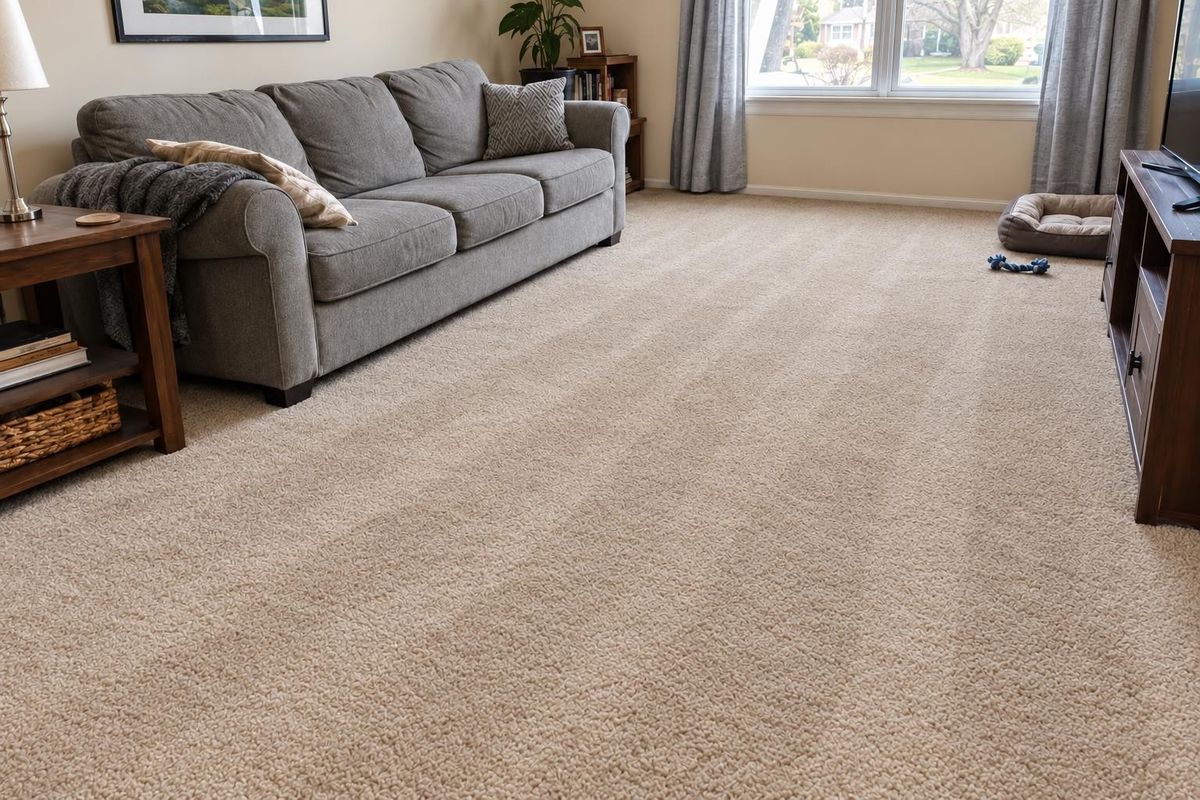 Stained carpet, after cleaning